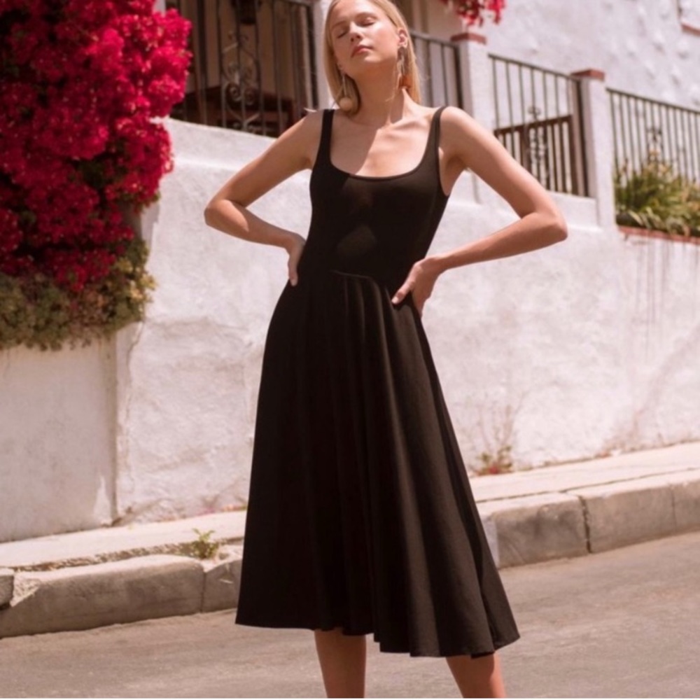 Reformation Rou Midi Dress in Black